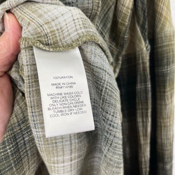 Frye & Co. Green Plaid Bohemian Western Blouse Women's XL Praire Core - Picture 9 of 10